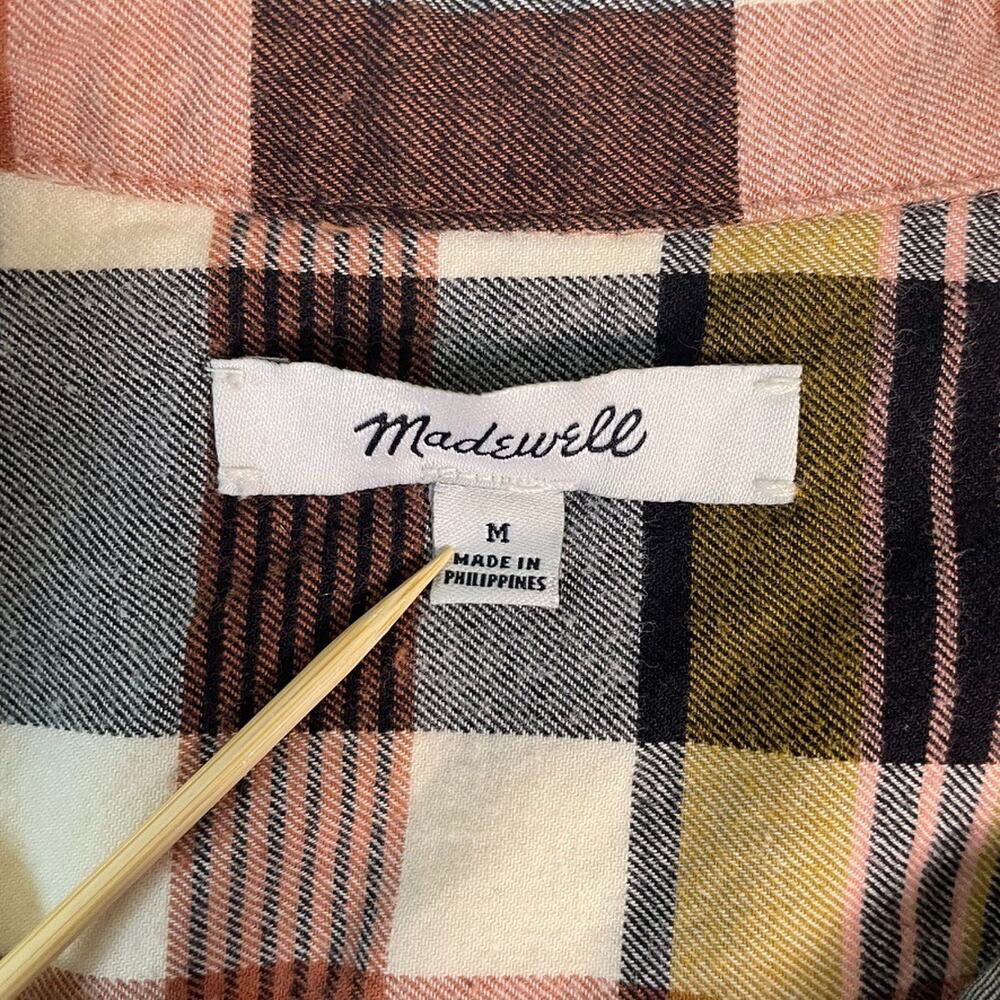 Madewell Plaid Button Down Shirt Womens M Orange Flannel Boyfriend Casual - Picture 6 of 9